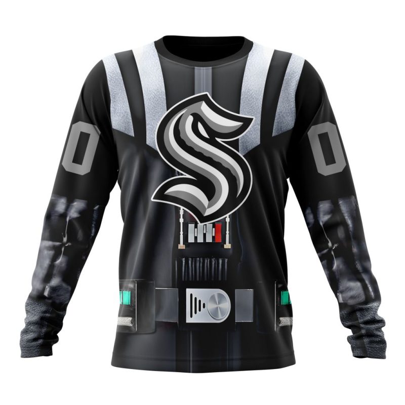 NHL Seattle Kraken Special Star Wars Darth Vader Design Performance Long Sleeve Shirt