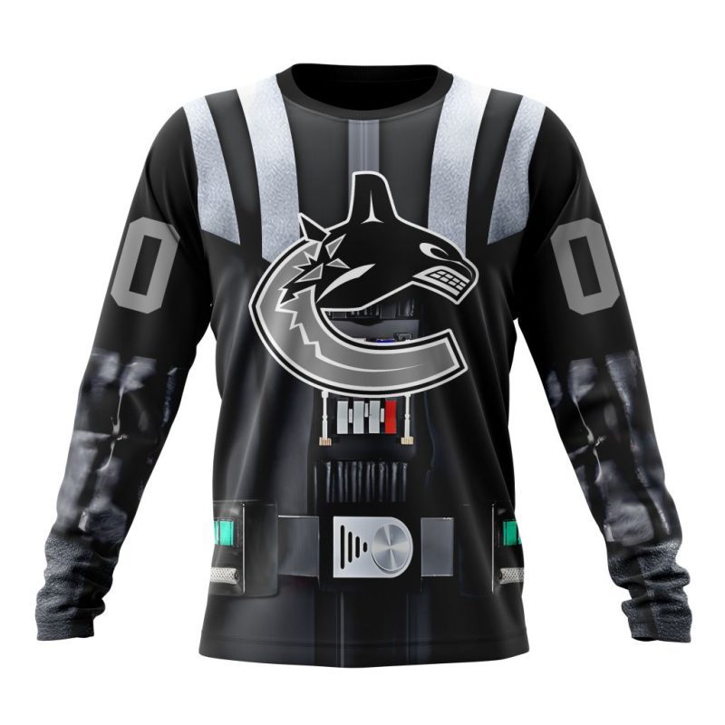 NHL Vancouver Canucks Special Star Wars Darth Vader Design Performance Long Sleeve Shirt