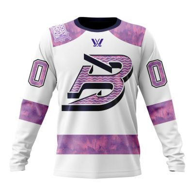 PWHL Boston Fleet Special Hockey Fight Cancer Design Performance Long Sleeve Shirt