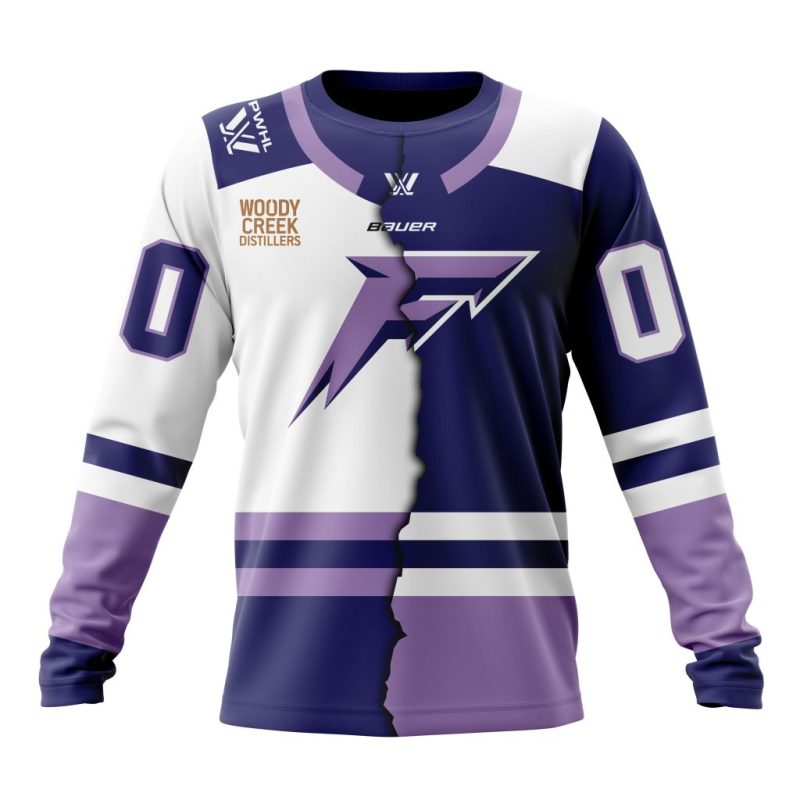 PWHL Minnesota Frost Personalized Home Mix Away Design Performance Long Sleeve Shirt