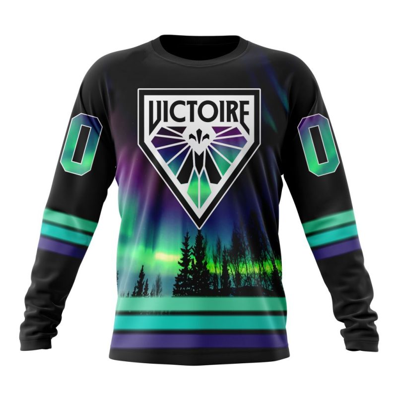 PWHL Montreal Victoire Design With Northern Lights Performance Long Sleeve Shirt