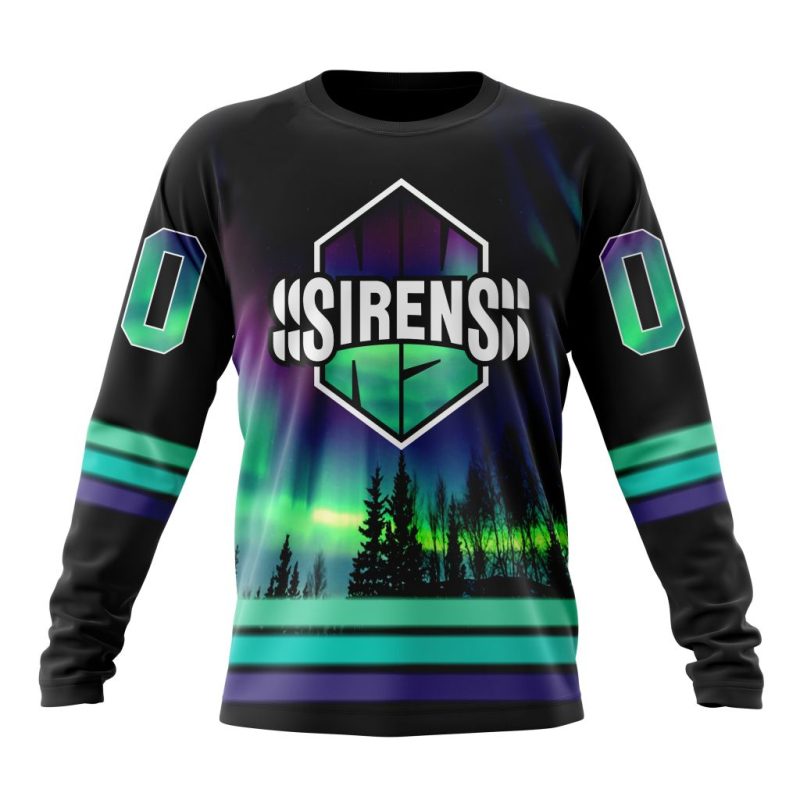 PWHL New York Sirens Design With Northern Lights Performance Long Sleeve Shirt