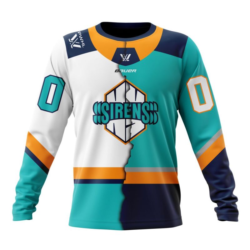 PWHL New York Sirens Personalized Home Mix Away Design Performance Long Sleeve Shirt