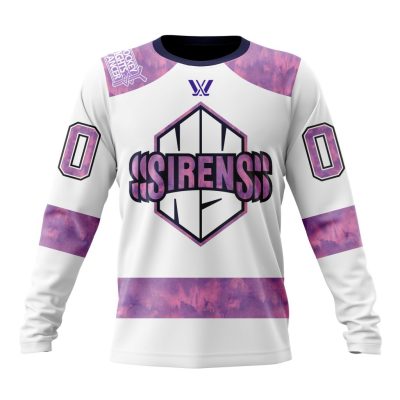 PWHL New York Sirens Special Hockey Fight Cancer Design Performance Long Sleeve Shirt