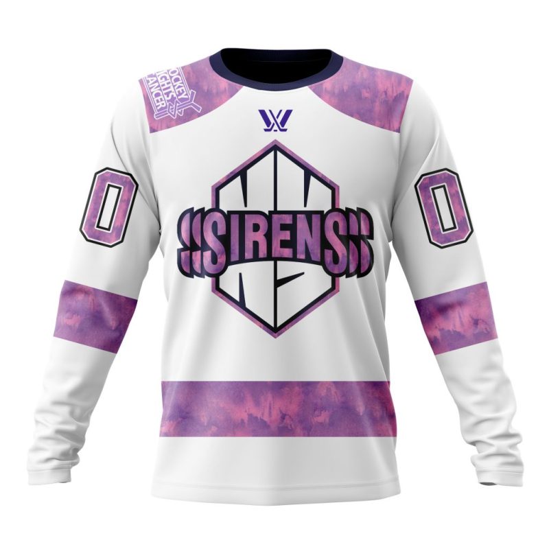 PWHL New York Sirens Special Hockey Fight Cancer Design Performance Long Sleeve Shirt