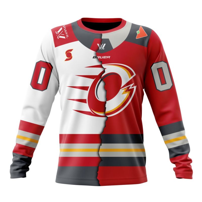 PWHL Ottawa Charge Personalized Home Mix Away Design Performance Long Sleeve Shirt