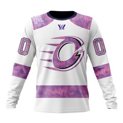PWHL Ottawa Charge Special Hockey Fight Cancer Design Performance Long Sleeve Shirt