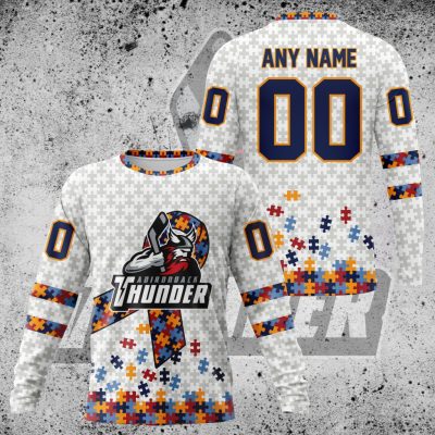 Premium ECHL Adirondack Thunder Autism Awareness Performance Long Sleeve Shirt