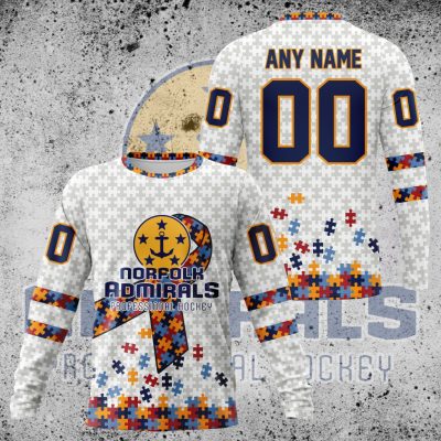 Premium ECHL Norfolk Admirals Autism Awareness Performance Long Sleeve Shirt