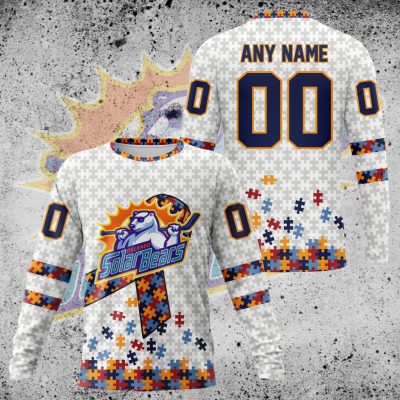 Premium ECHL Orlando Solar Bears Autism Awareness Performance Long Sleeve Shirt