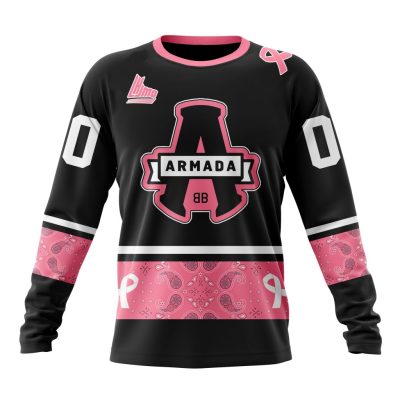 QMJHL Blainville-Boisbriand Armada Special Pink Paisley Fights Breast Cancer Design Performance Long Sleeve Shirt
