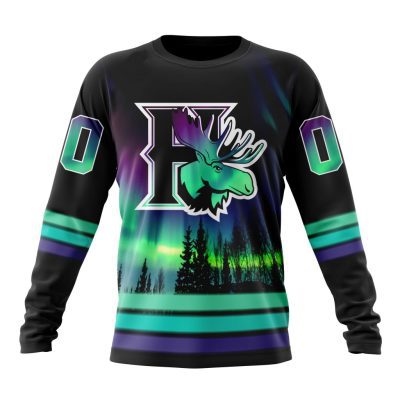 QMJHL Halifax Mooseheads Design With Northern Lights Performance Long Sleeve Shirt