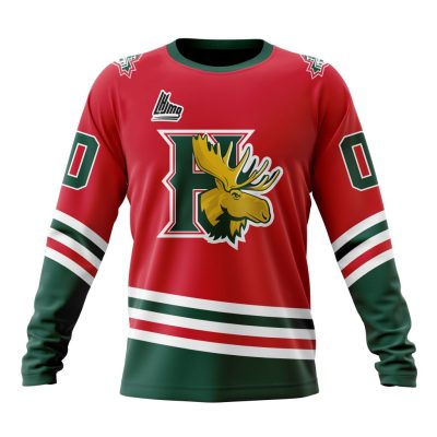 QMJHL Halifax Mooseheads Personalized Red Kits Performance Long Sleeve Shirt