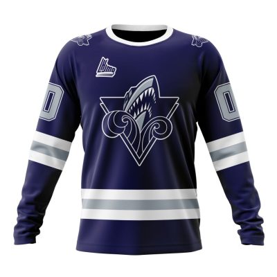 QMJHL Rimouski Oceanic Personalized Blue Kits Performance Long Sleeve Shirt