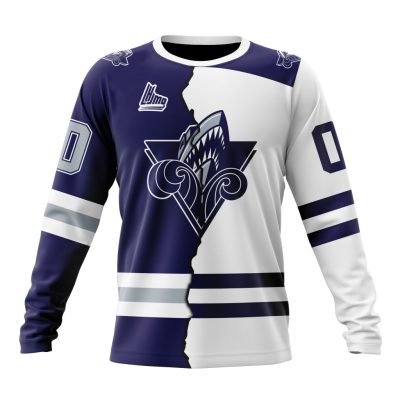 QMJHL Rimouski Oceanic Personalized Mix Design Performance Long Sleeve Shirt