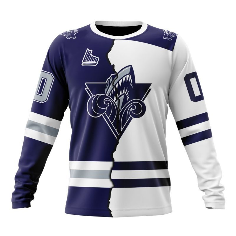 QMJHL Rimouski Oceanic Personalized Mix Design Performance Long Sleeve Shirt