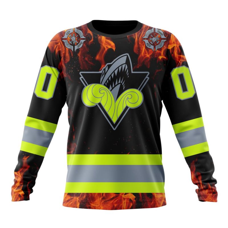 QMJHL Rimouski Oceanic Special Design Honoring Firefighters Performance Long Sleeve Shirt