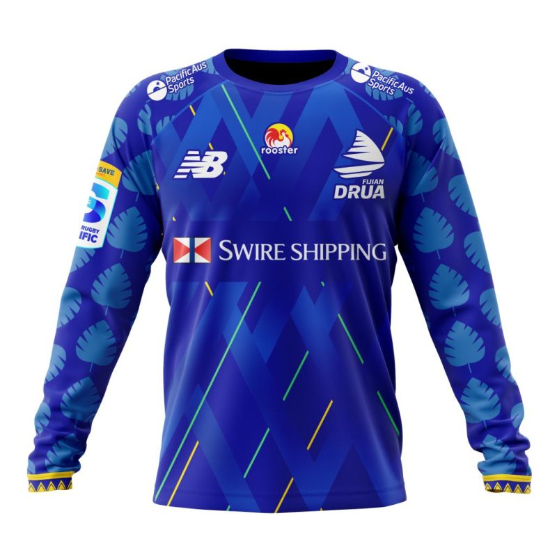 Super Rugby Fijian Drua Personalized 2025 Home Kits Performance Long Sleeve Shirt