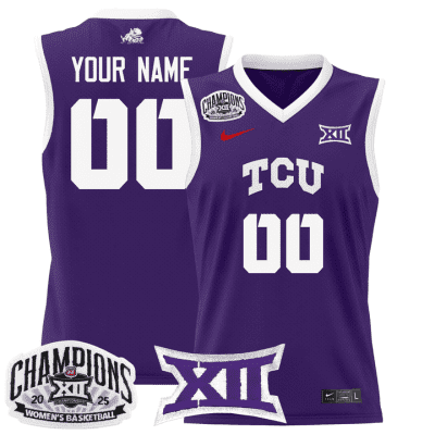 TCU Horned Frogs 2025 BIG 12 Women's Conference Tournament Champions Lightweight Basketball Custom Jersey - Purple