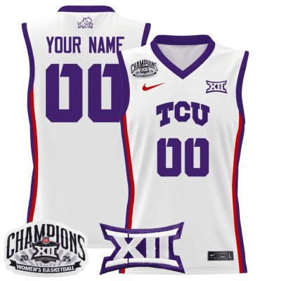 TCU Horned Frogs 2025 BIG 12 Women's Conference Tournament Champions Lightweight Basketball Custom Jersey - White