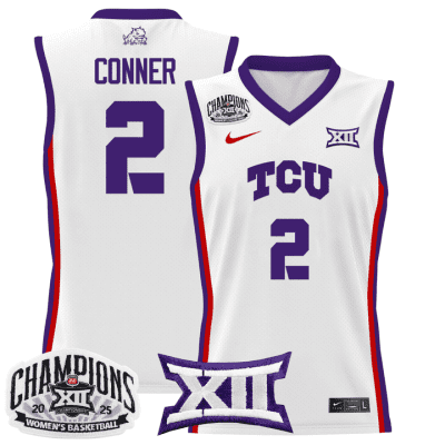 TCU Horned Frogs 2025 BIG 12 Women's Conference Tournament Champions Lightweight Basketball Jersey - White Madison Conner