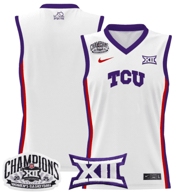 TCU Horned Frogs 2025 BIG 12 Women's Conference Tournament Champions Lightweight Basketball Jersey - White Team