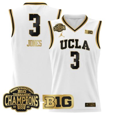 UCLA Bruins 2025 Big Ten Women's Conference Tournament Champions Lightweight Basketball Jersey - White Gold Londynn Jones
