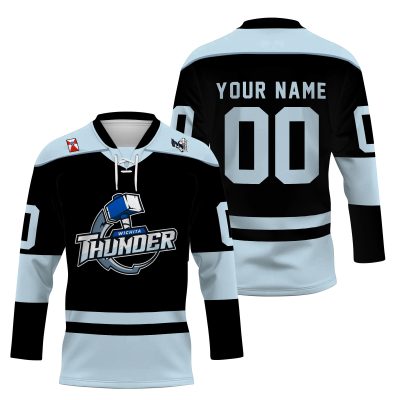 ECHL Wichita Thunder Personalized Gray Lace Hockey Jersey