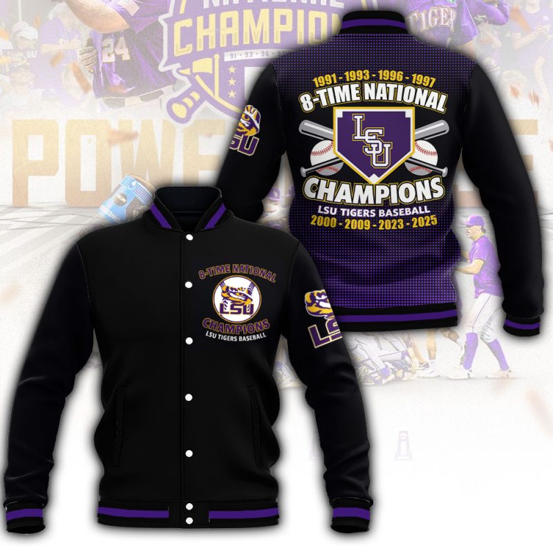 LSU Tigers Baseball NCAA National Champion 2025 College World Series Winner Varsity Jacket Baseball Jacket GNC6042