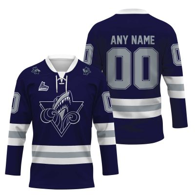 QMJHL Rimouski Oceanic Personalized Blue Lace Hockey Jersey