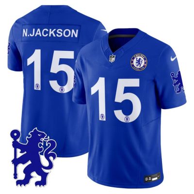 Chelsea 2025 Soccer x Football Vapor Limited Patch NFL Jersey Stitched Blue Nicolas Jackson