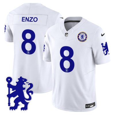 Chelsea 2025 Soccer x Football Vapor Limited Patch NFL Jersey Stitched White Enzo Fernandez