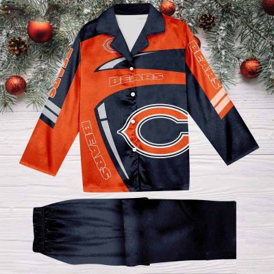 Chicago Bears Football Team NFL Holiday Winter Satin Pajamas Set