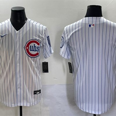 Chicago Cubs Blank White Pinstripe 2nd Alternate Limited Stitched Baseball Jersey