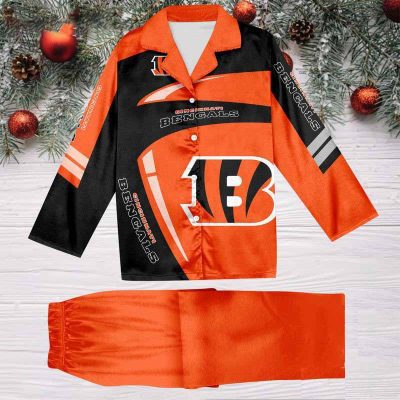 Cincinnati Bengals Football Team NFL Holiday Winter Satin Pajamas Set