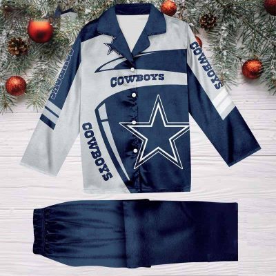 Dallas Cowboys Football Team NFL Holiday Winter Satin Pajamas Set