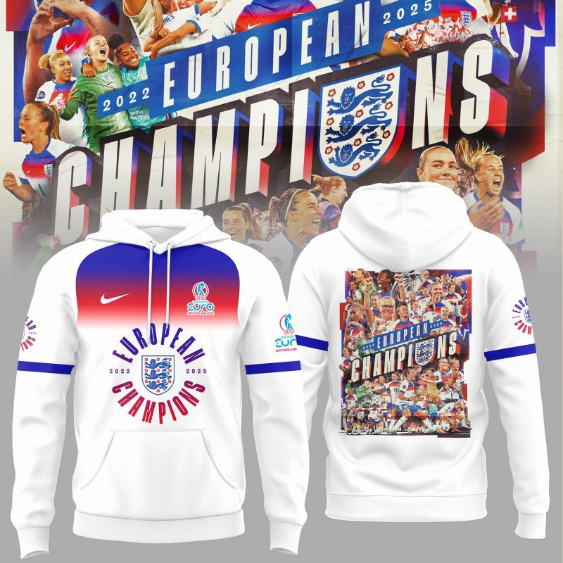 England Football Team Champions of the UEFA Women EURO 2025 Unisex Performance Hoodie EUR1002