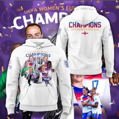England Football Team Champions of the UEFA Women EURO 2025 Unisex Performance Hoodie EUR1005