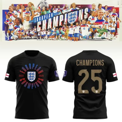 England Football Team Champions of the UEFA Women EURO 2025 Unisex Performance T-Shirt EUR1004