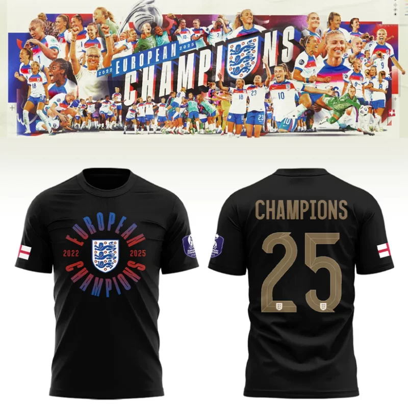 England Football Team Champions of the UEFA Women EURO 2025 Unisex Performance T-Shirt EUR1004