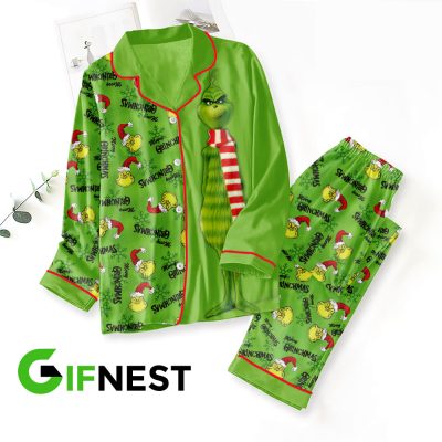Grinch Button Down Pajamas Set PMG1061