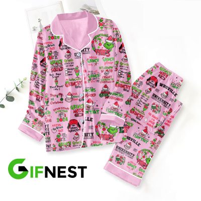 Grinch Button Down Pajamas Set PMG1062