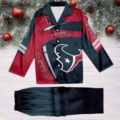 Houston Texans Football Team NFL Holiday Winter Satin Pajamas Set