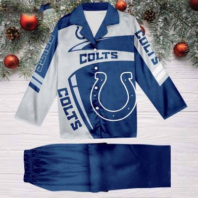 Indianapolis Colts Football Team NFL Holiday Winter Satin Pajamas Set