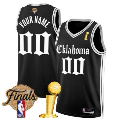 Oklahoma City Thunder 2025 Champions 'Gothic Storm Edition' Swingman Custom Jersey Stitched Black
