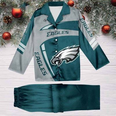 Philadelphia Eagles Football Team NFL Holiday Winter Satin Pajamas Set