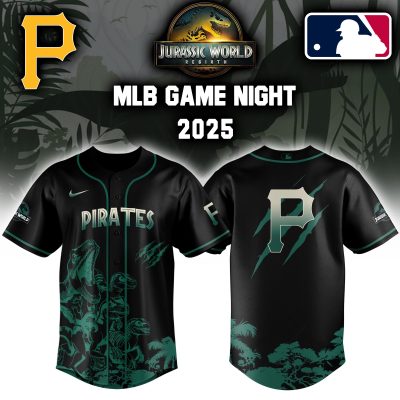 Pittsburgh Pirates MLB x Jurassic World Night Game 2025 Personalized Baseball Jersey For Fan JWB1018