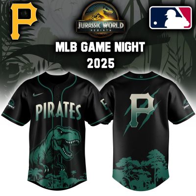 Pittsburgh Pirates MLB x Jurassic World Night Game 2025 Personalized Baseball Jersey For Fan JWB1019