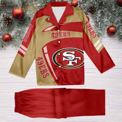 San Francisco 49ers Football Team NFL Holiday Winter Satin Pajamas Set