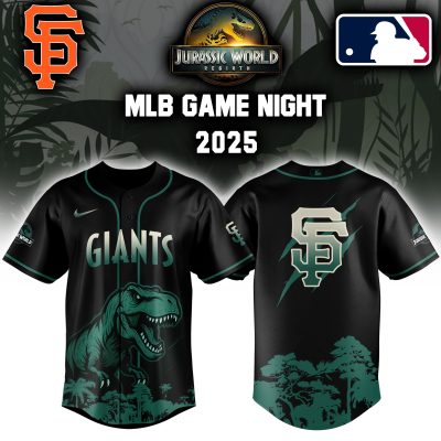 San Francisco Giants MLB x Jurassic World Night Game 2025 Personalized Baseball Jersey For Fan JWB1016